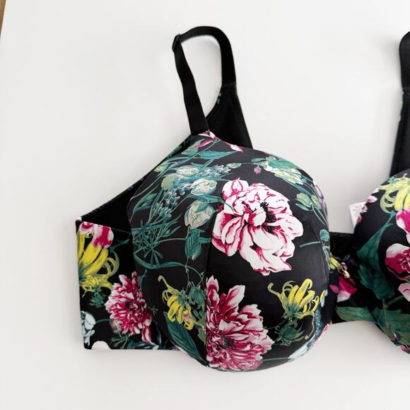 [Cacique] Floral Back Smoother Lightly Lined Full Coverage Underwire Bra Sz 44C - Picture 3 of 9